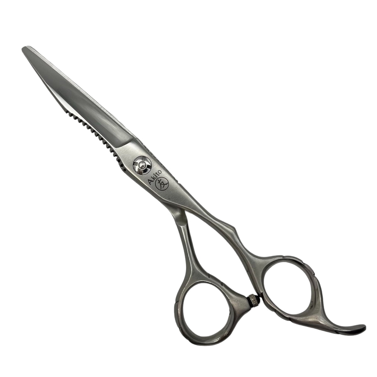 X-5 silver barber scissors on angle