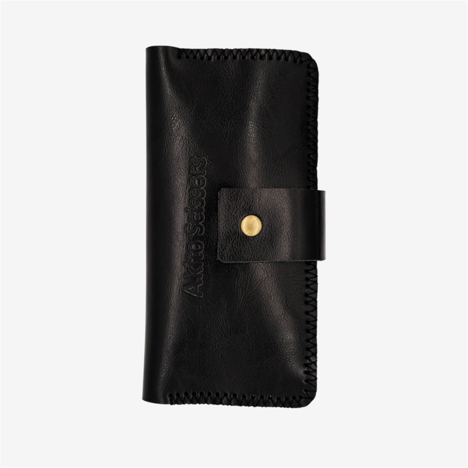 Black leather 4pc hairdressing scissors cases