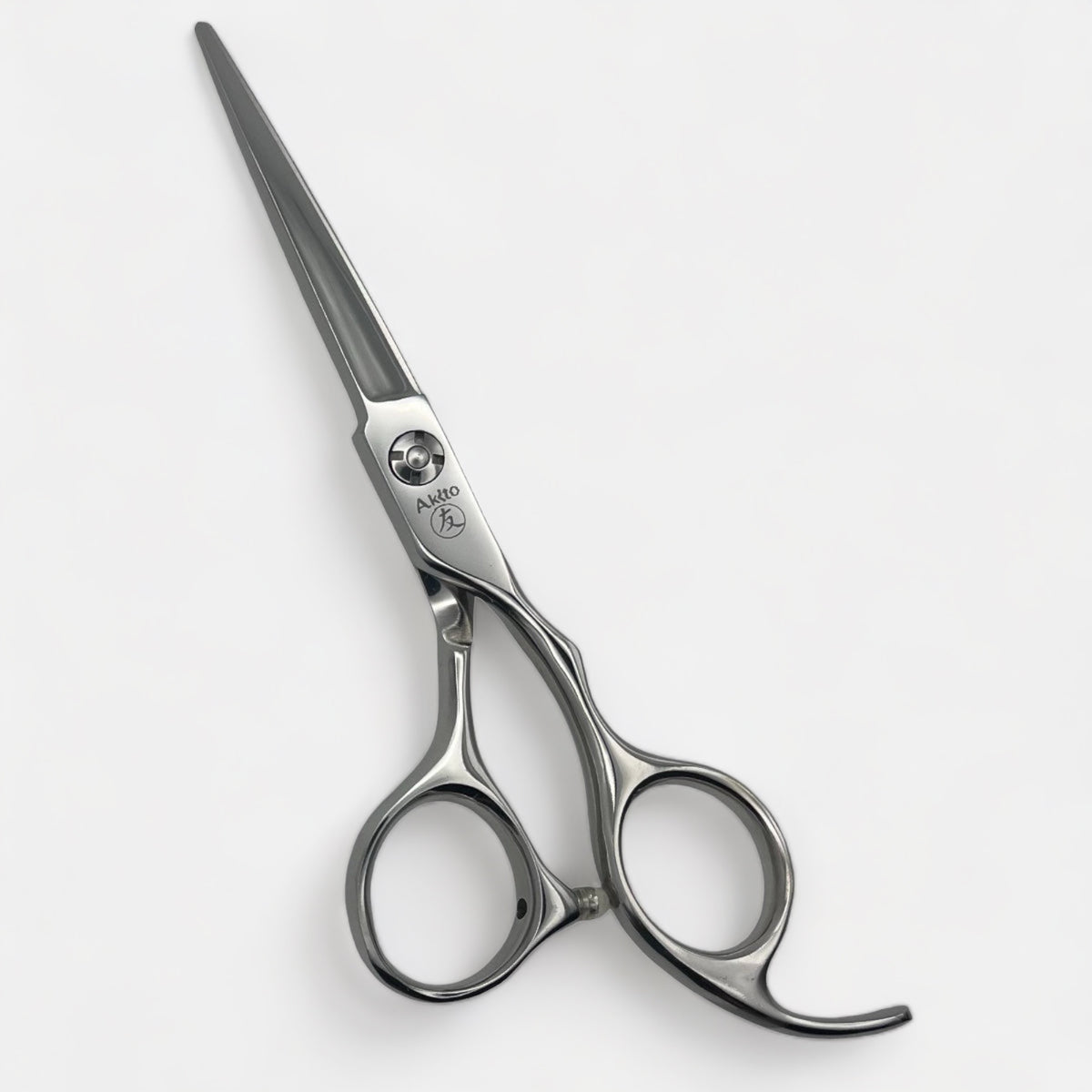 F-2 Hairdressing Scissors in silver on side angle