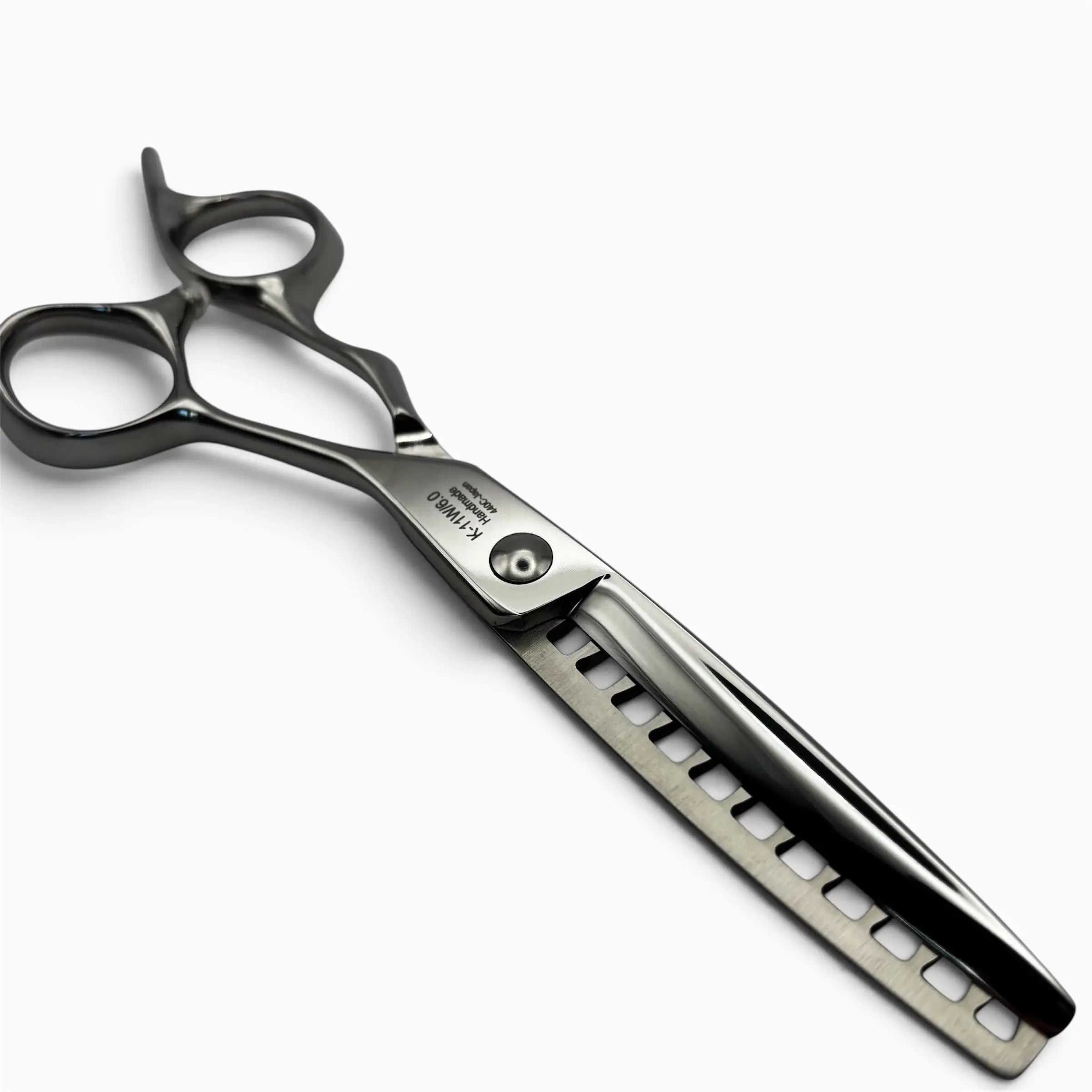 K-11W texturising scissors with 11 W shaped teeth on a clean white background.